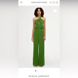 Acacia Green Halter Jumpsuit by Significant Other EUC